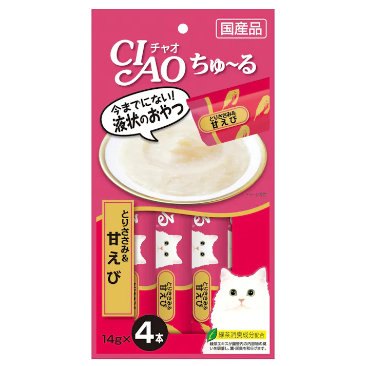 いなば CIAO ちゅ~る とりささみ&甘えび 14g×4本