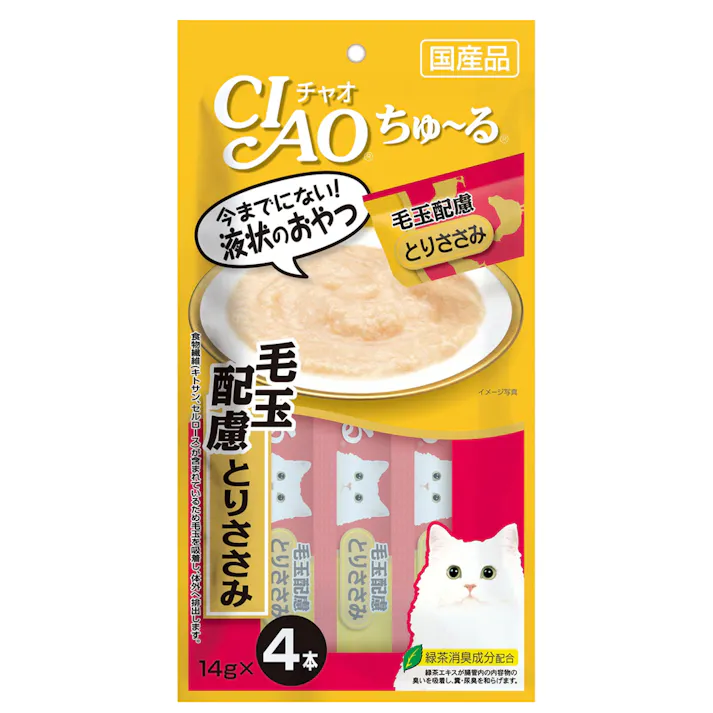 いなば CIAO ちゅ~る 毛玉配慮 とりささみ 14g×4本