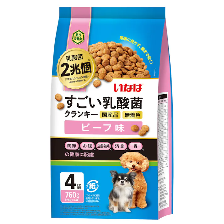 いなば すごい乳酸菌 クランキー ビーフ味 190g×4袋