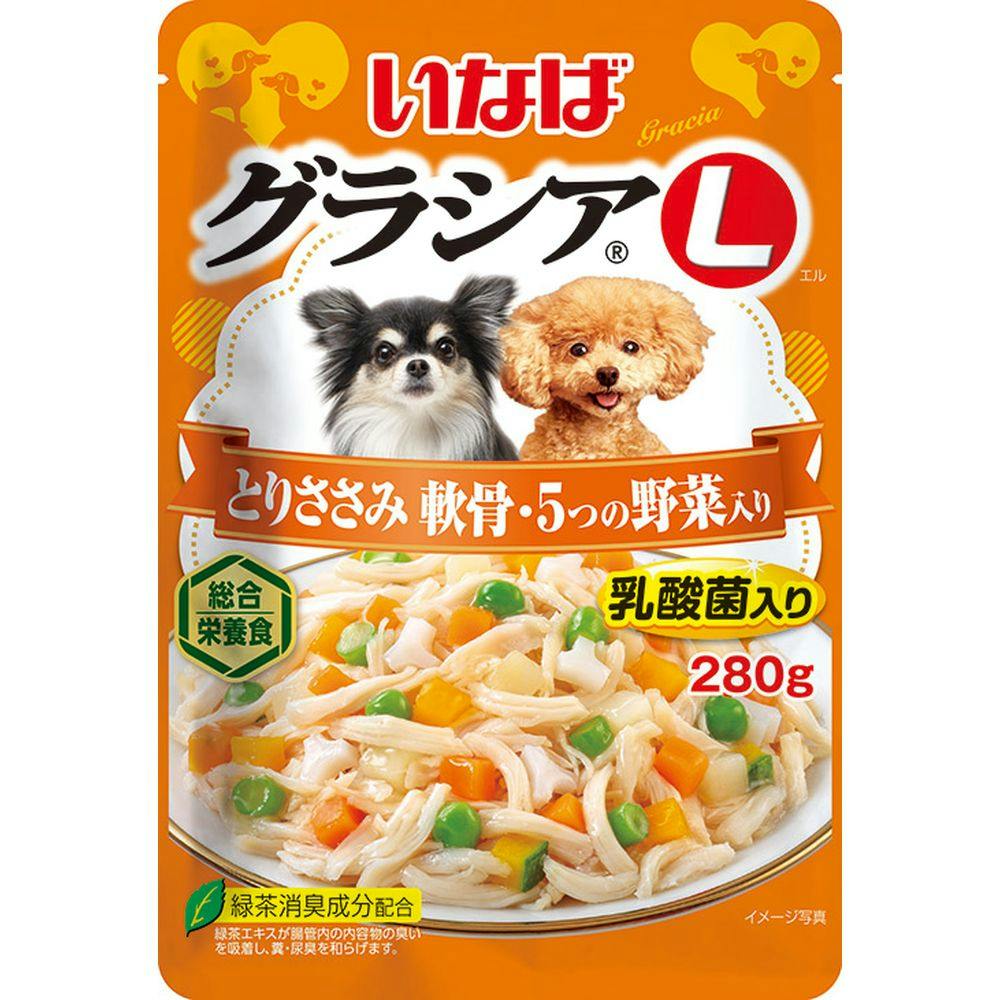 いなば グラシア L とりささみ 軟骨・5つの野菜入り 280g 犬用ウェットフード(パウチ) いなば グラシア L とりささみ 軟骨・5つの野菜入り 280g 犬用ウェットフード(パウチ)