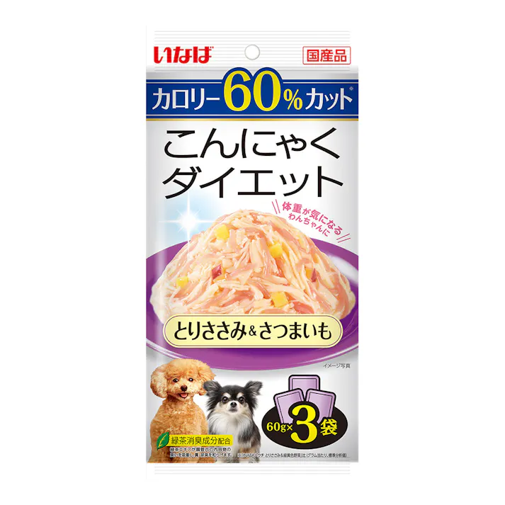 こんにゃくダイエット パウチ とりささみ&さつまいも 60g×3袋