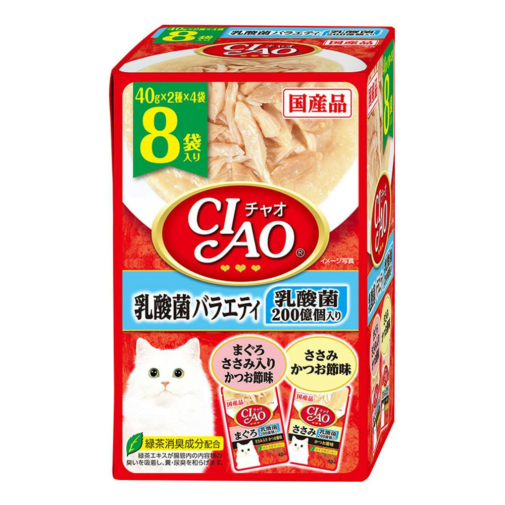 CIAOパウチ8個パック乳酸菌バラエティ40g×8 猫用ウェットフード(パウチ) CIAOパウチ8個パック乳酸菌バラエティ40g×8 猫用ウェットフード(パウチ)