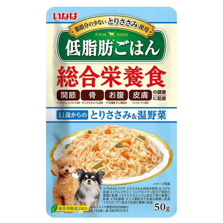 いなば 低脂肪ごはん 総合栄養食 11歳からの とりささみ&温野菜 50g