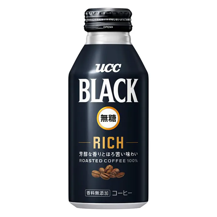 【ケース販売】UCC BLACK無糖 RICH リキャップ缶 375g×24本 (販売終了)