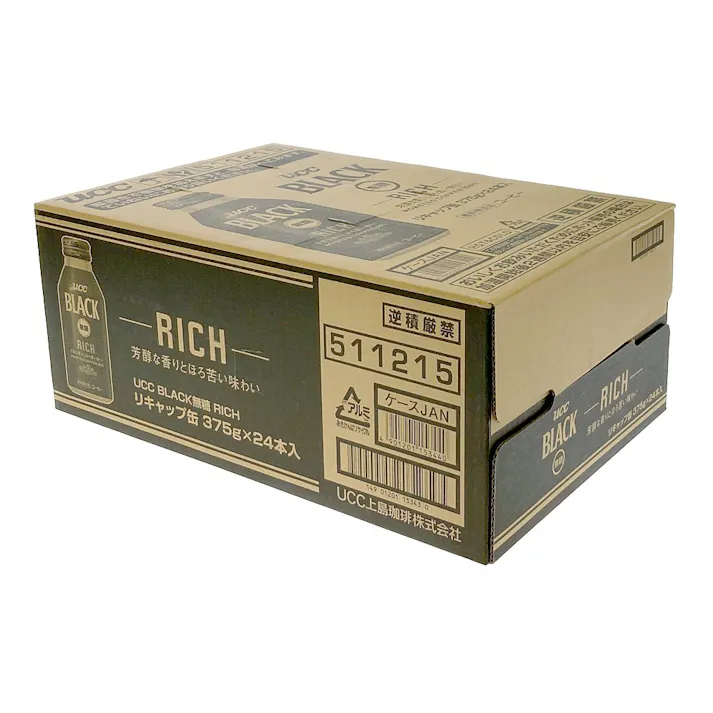 【ケース販売】UCC BLACK無糖 RICH リキャップ缶 375g×24本 (販売終了)
