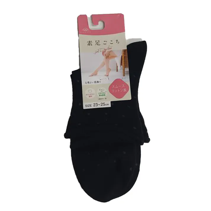 婦人靴下 素足ごこち ドットクロ 23.0cm-25.0cm
