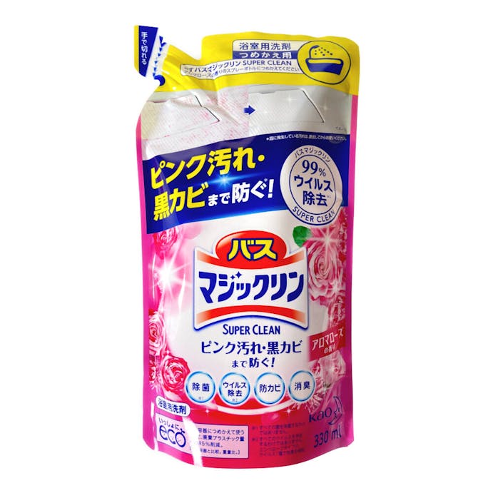 花王 バスマジックリン 泡立ちスプレー SUPER CLEAN アロマローズの香り 詰替 330ml(販売終了)