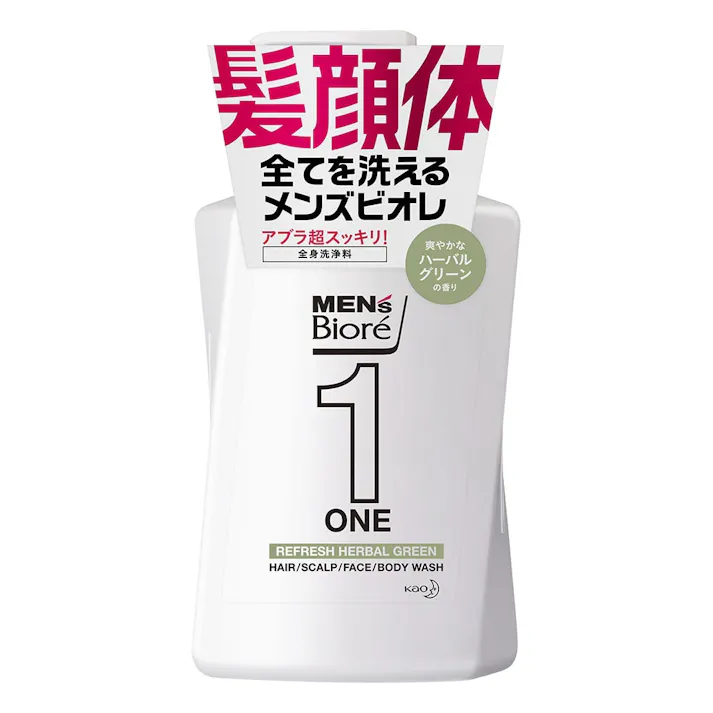 メンズビオレ ONE オールインワン全身洗浄料 リフレッシュハーバルグリーン 本体 480ml