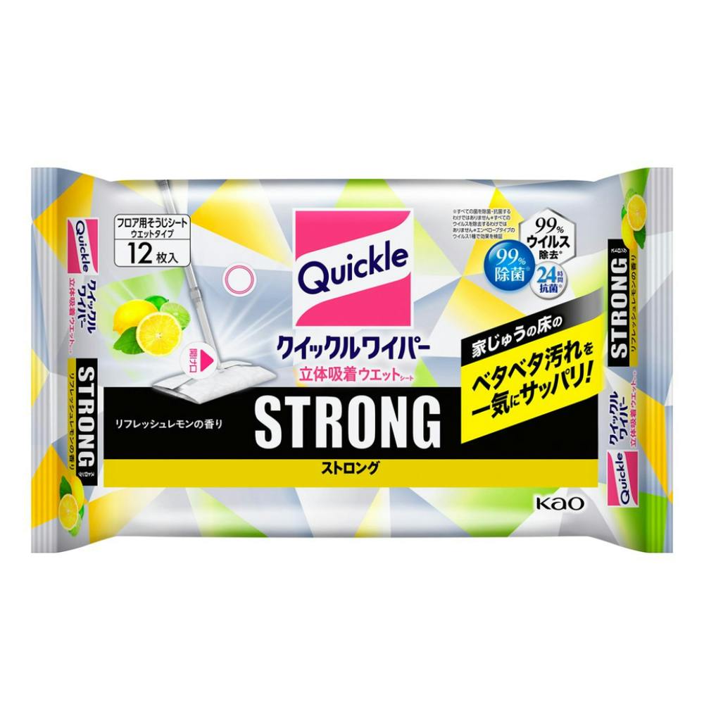 クイックルワイパー 立体吸着ウエットシート ストロング リフレッシュレモンの香り 12枚 床用洗剤・ワックス クイックルワイパー 立体吸着ウエットシート ストロング リフレッシュレモンの香り 12枚 床用洗剤・ワックス