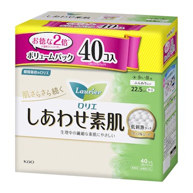 花王 ロリエ しあわせ素肌 多い昼用 22.5cm 羽つき 40枚