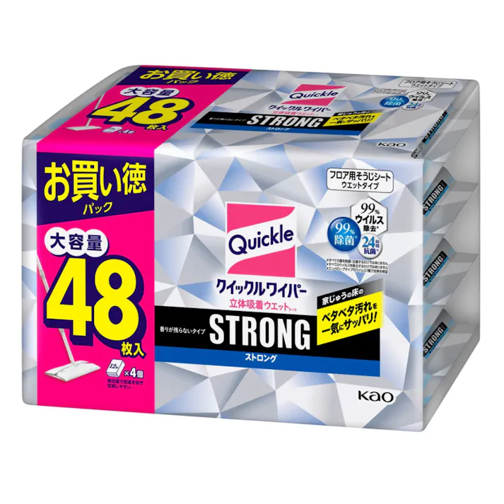 クイックルワイパー 立体吸着ウエットシート ストロング 48枚