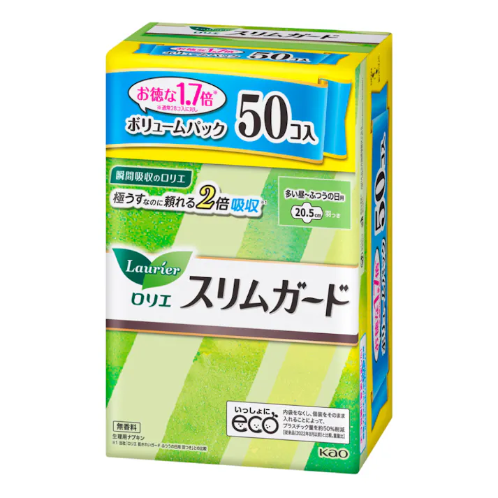 ロリエ スリムガード ボリュームパック 多い昼~ふつうの日用 羽つき 50個