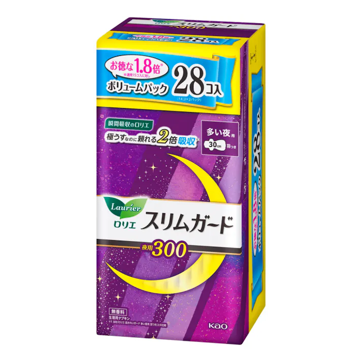 ロリエ スリムガード ボリュームパック 多い夜用300 羽つき 28個