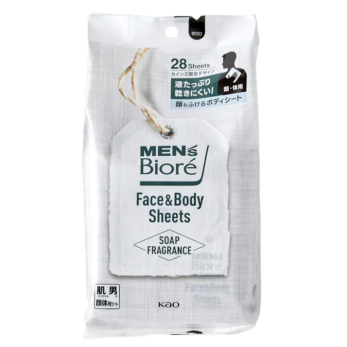 メンズビオレ 顔もふけるボディシート 清潔感のある石けんの香り 限定デザイン 28枚