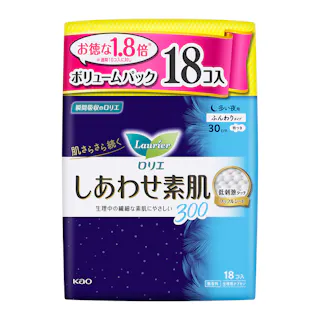 ロリエ しあわせ素肌 ボリュームパック 多い夜用30cm 羽つき 18個