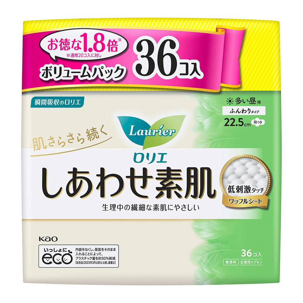 花王 ロリエ しあわせ素肌 ボリュームパック 多い昼用22.5cm 羽つき 36