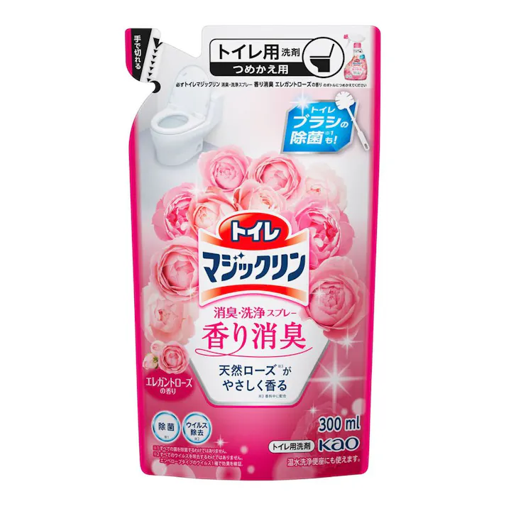 トイレマジックリン消臭・洗浄スプレー 香り消臭 エレガントローズの香り つめかえ用 300ml