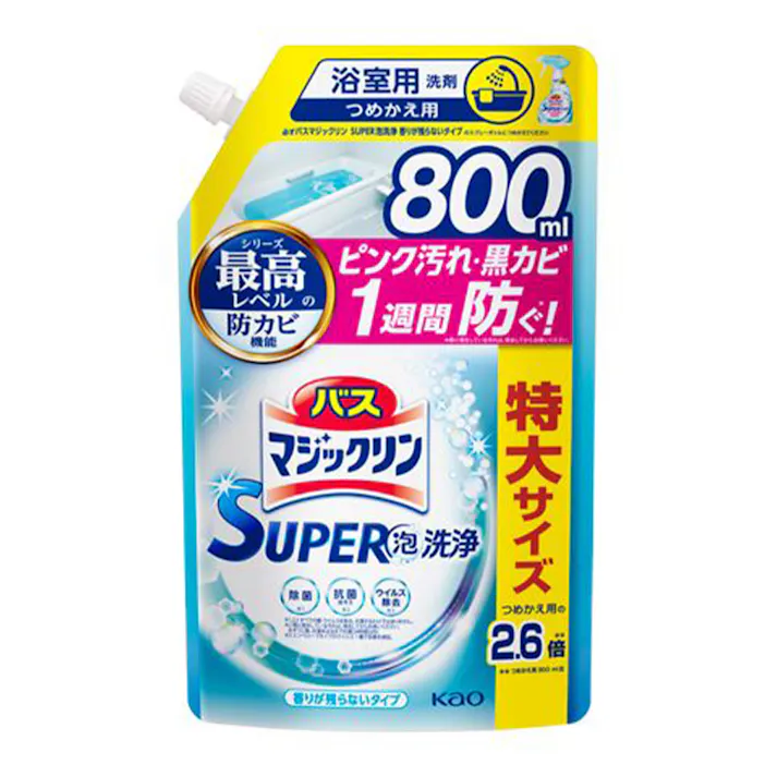 バスマジックリン SUPER泡洗浄 香りが残らないタイプ 詰替 800ml