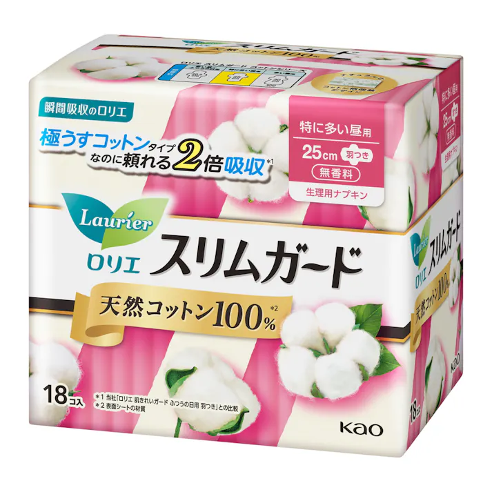 ロリエ スリムガード 天然コットン100パーセント 特に多い昼用 18個