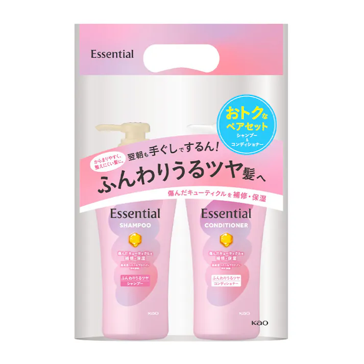 エッセンシャル ふんわりうるツヤ シャンプー+コンディショナー ポンプセット