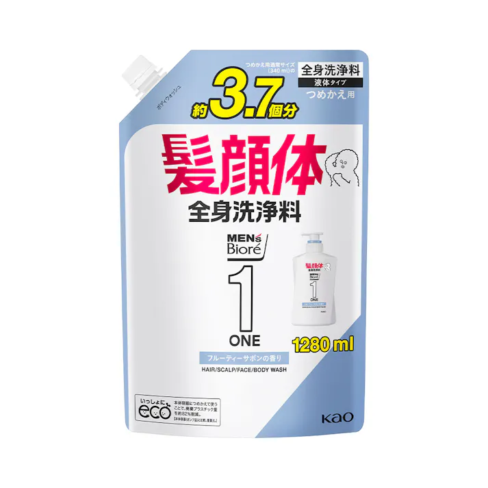 花王 メンズビオレONE オールインワン全身洗浄料 清潔感のあるフルーティーサボンの香り 詰替 1280ml