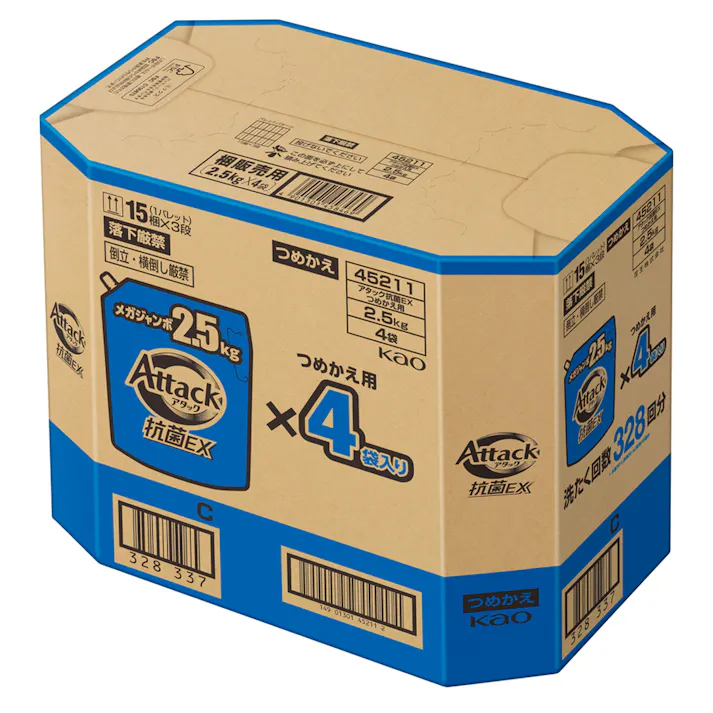 【ケース販売】アタック 抗菌EX 詰詰替 2500g×4袋