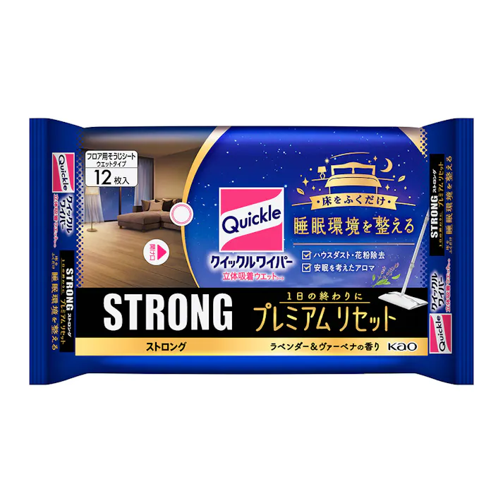 クイックル 立体吸着ウェットシート プレミアムリセット ラベンダー&ヴァーベナの香り 12枚入