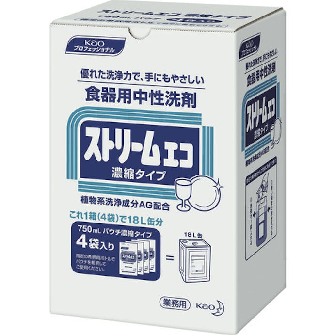 【CAINZ-DASH】花王グループカスタマーマーケティング 食器洗剤　業務用ストリームエコ　７５０ｍｌ×４袋入り 505798【別送品】