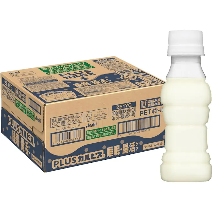 【ケース販売】アサヒ飲料 PLUSカルピス 睡眠・腸活ケア ラベルレスボトル 100ml×30本