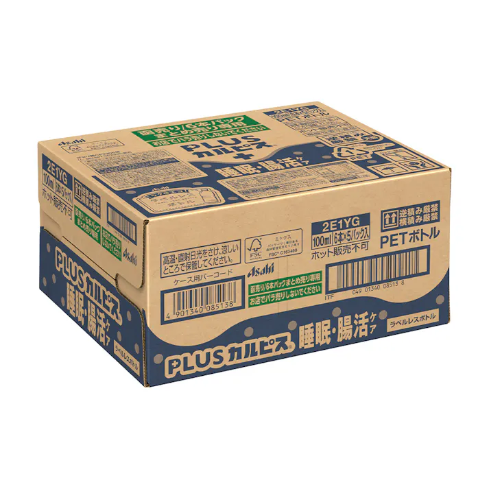 【ケース販売】アサヒ飲料 PLUSカルピス 睡眠・腸活ケア ラベルレスボトル 100ml×30本