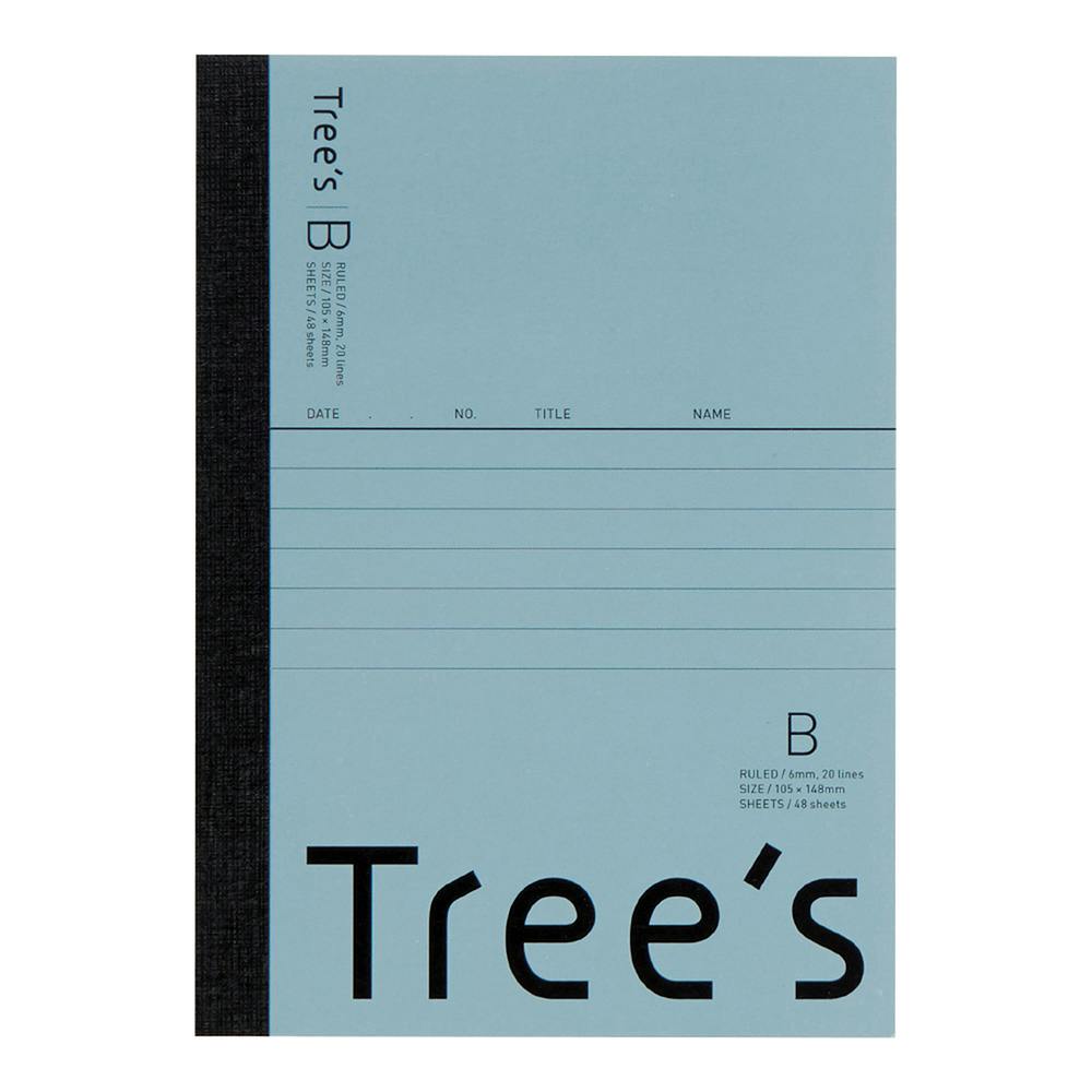 日本ノート A6 Tree’sノート A罫 48枚 ブルーグレー