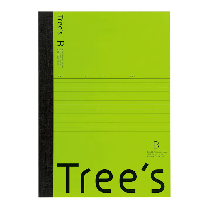 日本ノート B5 Tree’sノート B罫 30枚 ライトグリーン