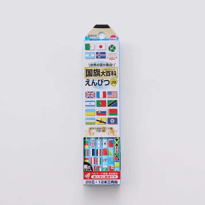 クツワ 国旗大百科えんぴつ 2B 12本入 三角軸 RF019