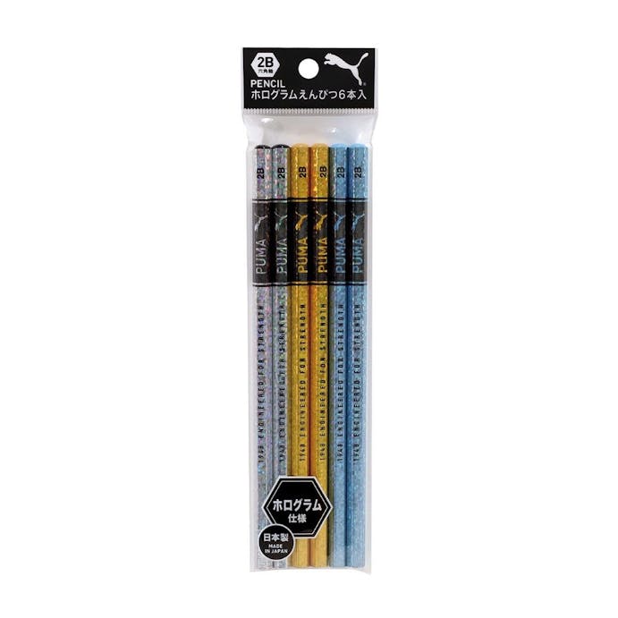 クツワ プーマ かきかた鉛筆 2B 六角軸 ホログラム 6本組 PM435