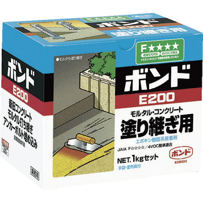 【CAINZ-DASH】コニシ エポキシ系接着剤2液タイプ モルタル・コンクリート塗継用ボンドE200 1kgセット(箱) #45717 45717【別送品】