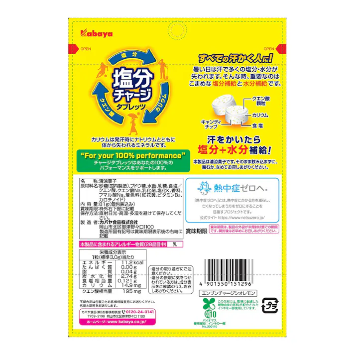 塩分チャージタブレッツ 塩レモン 81g