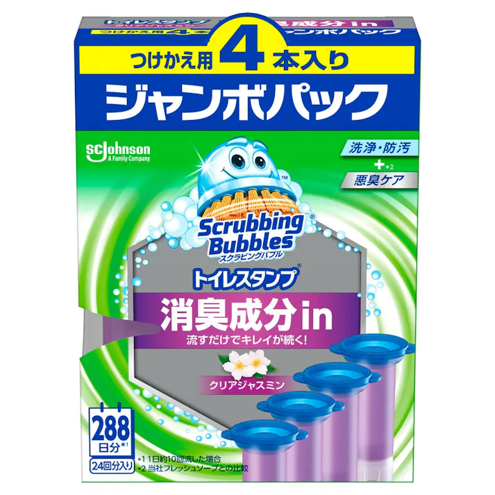 JS スクラビングバブル トイレスタンプ 消臭成分in クリアジャスミン 替え 4本