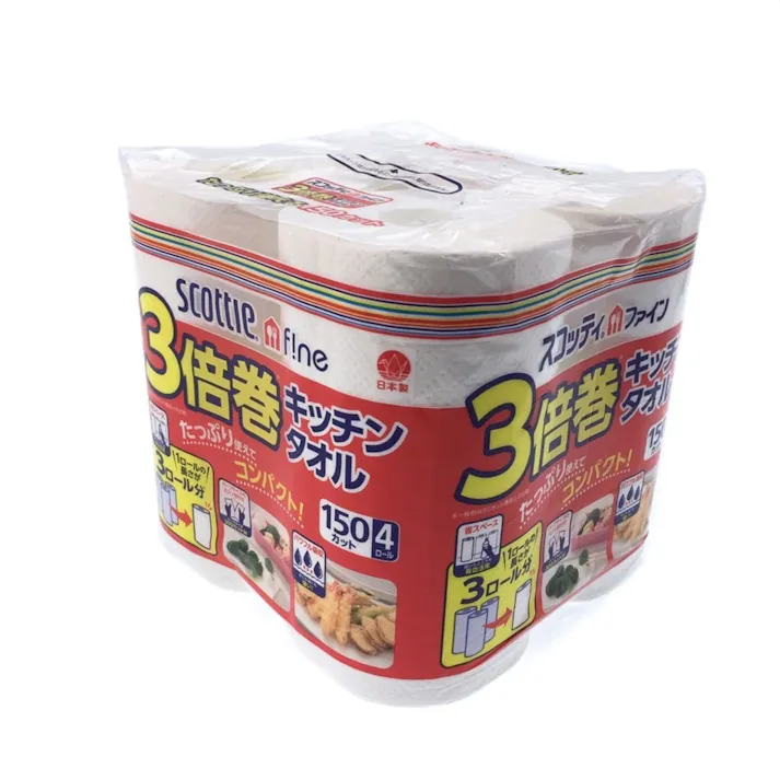 日本製紙 クレシア スコッティファイン 3倍巻キッチンタオル 150カット 4ロール