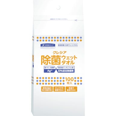 【CAINZ-DASH】日本製紙クレシア 除菌　ウェットタオル　詰め替え用　１００枚 64145【別送品】