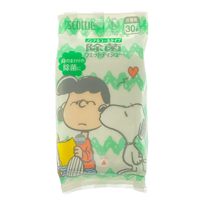 日本製紙 クレシア スコッティ ウェットティシュー 除菌 ノンアルコールタイプ スヌーピー 30枚