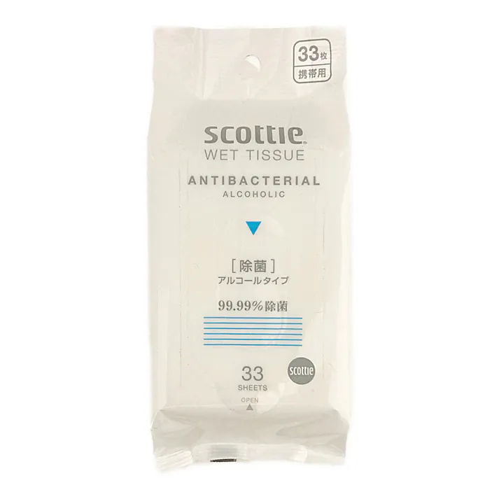 日本製紙クレシア スコッティ ウェットティシュー 除菌 アルコールタイプ 33枚