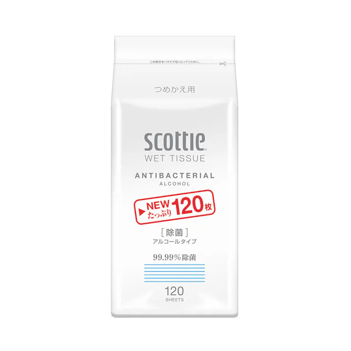 日本製紙 クレシア スコッティ ウェットティシュー 除菌 アルコールタイプ 詰替 120枚