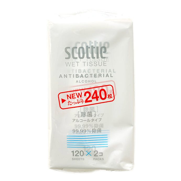 日本製紙 クレシア スコッティ ウェットティシュー 除菌 アルコールタイプ 120枚 詰替用 2個パック