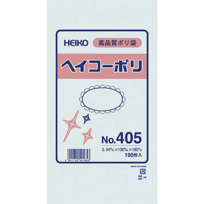 【CAINZ-DASH】シモジマ ポリ規格袋 ヘイコーポリ No.405 紐なし 100枚入り 006617500【別送品】