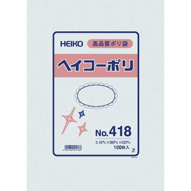 【CAINZ-DASH】シモジマ ポリ規格袋　ヘイコーポリ　Ｎｏ．４１８　紐なし　１００枚入り 006618800【別送品】