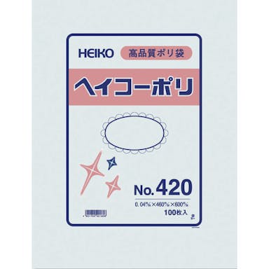 【CAINZ-DASH】シモジマ ポリ規格袋　ヘイコーポリ　Ｎｏ．４２０　紐なし　１００枚入り 006619000【別送品】