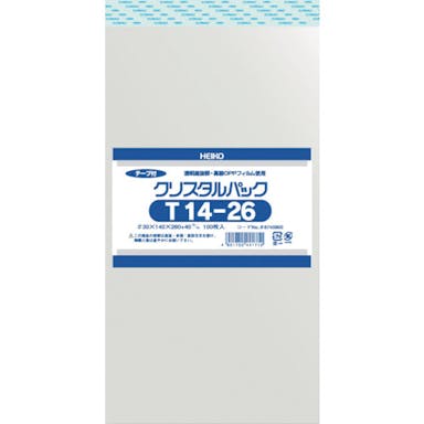 【CAINZ-DASH】シモジマ ＯＰＰ袋　テープ付き　クリスタルパック　Ｔ１４－２６　１００枚入り 6740900 T14-26【別送品】
