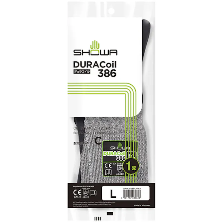 【CAINZ-DASH】ショーワグローブ 耐切創手袋 NO386 デュラコイル386 Lサイズ NO386-L【別送品】