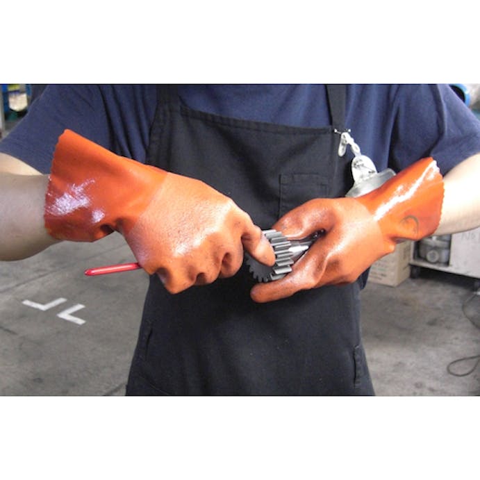 【CAINZ-DASH】ショーワグローブ 塩化ビニール手袋　まとめ買い　簡易包装ニュービニローブ（１０双入）　オレンジ　Ｍサイズ NO610-M10P【別送品】