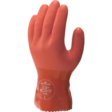 【CAINZ-DASH】ショーワグローブ 塩化ビニール手袋　まとめ買い　簡易包装ニュービニローブ（１０双入）　オレンジ　Ｌサイズ NO610-L10P【別送品】